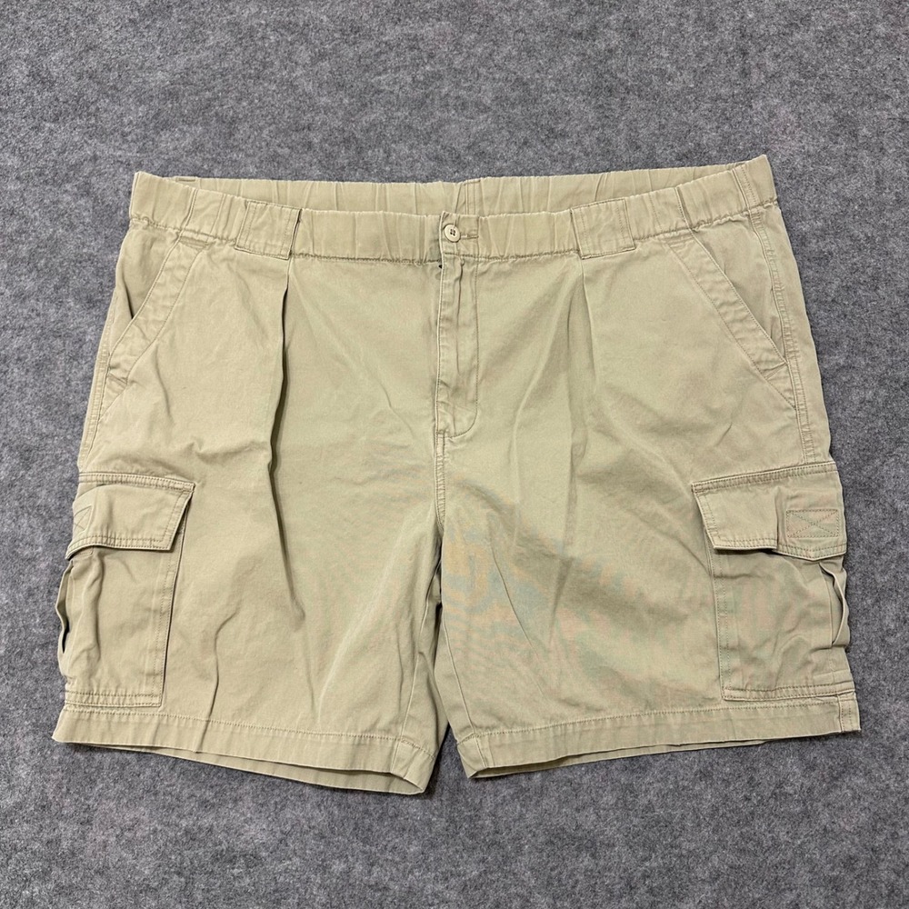 Tommy Bahama Cargo Shorts Mens XL Tan Casual Cotton Elastic Waist Pleated 2810